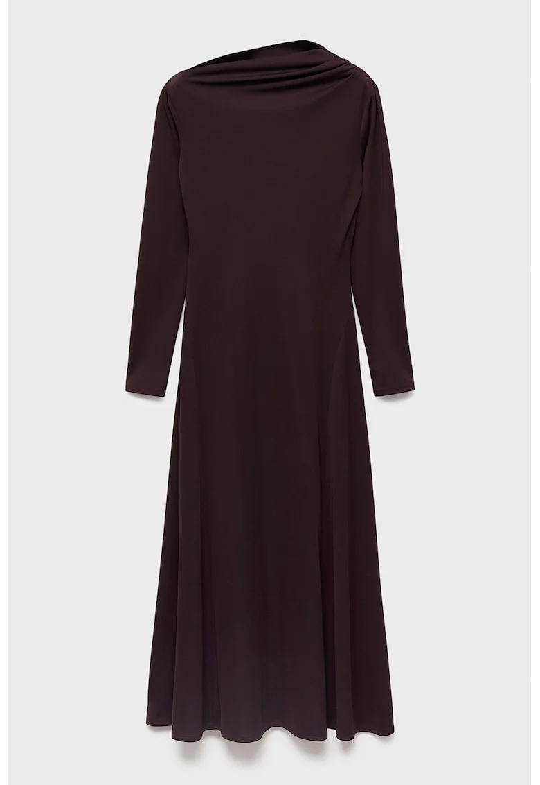 Rochie midi cu decolteu drapat, Visiniu
