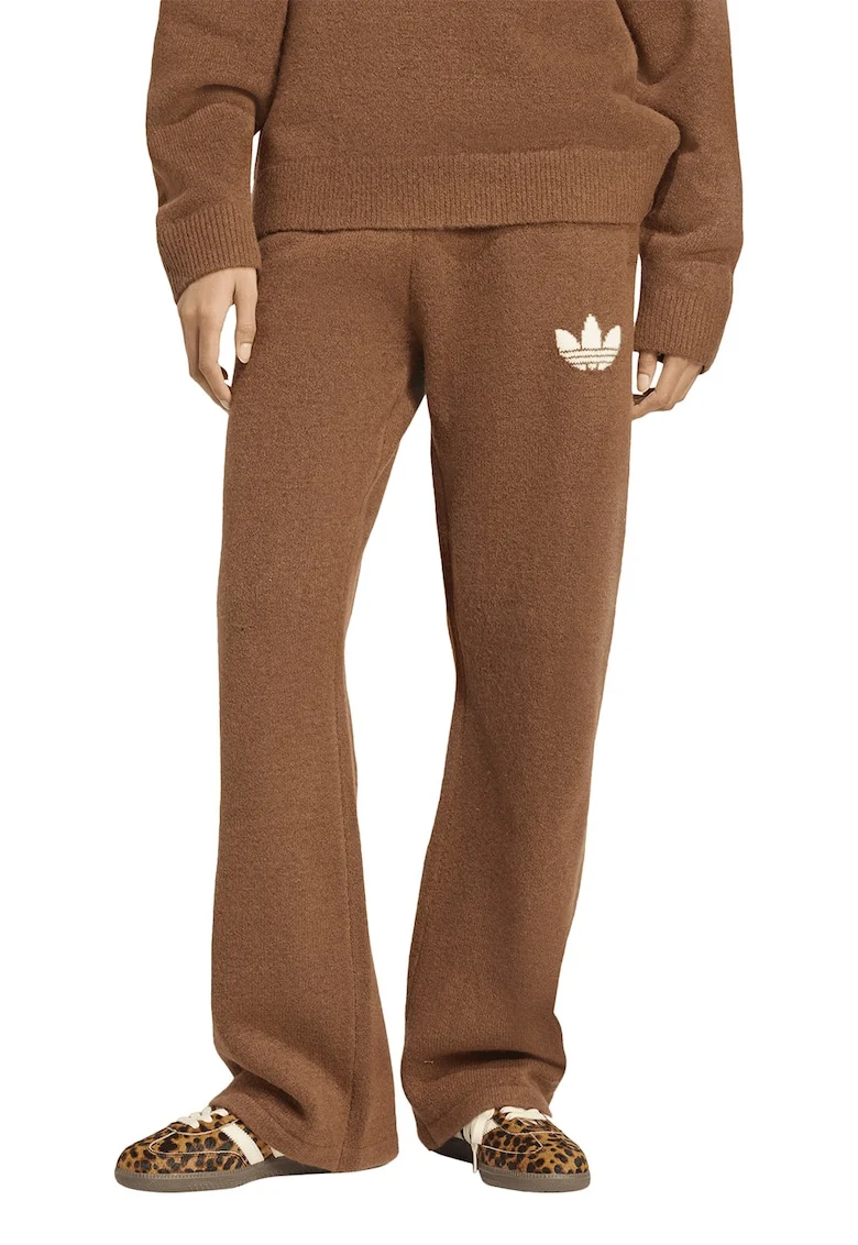 Pantaloni cu detaliu monograma si snur, Maro