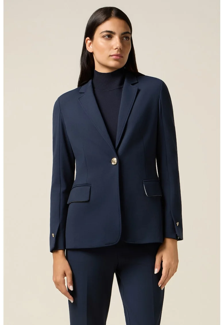 Sacou uni slim-fit, Bleumarin