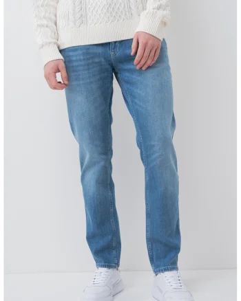 Blugi regular fit cu talie medie, Albastru deschis