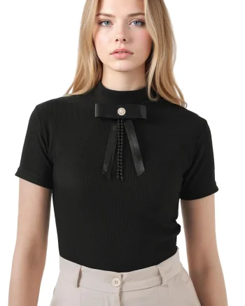 Tricou dama,  Negru, Jerseu
