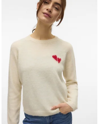 Pulover slim fit din amestec de lana, Rosu/Bej melange