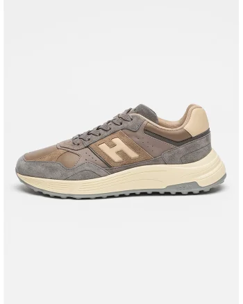 Pantofi sport cu logo Hyperlight, Maro taupe/Crem/Gri inchis