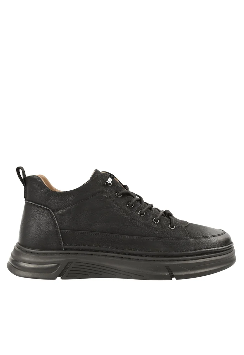 Ghete sport, barbati,  E90001, negru, piele naturala, Negru