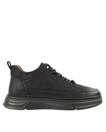 Ghete sport, barbati,  E90001, negru, piele naturala, Negru