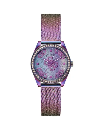 Ceas de dama  violet, 32mm, bratara din inox, rezistent la apa 30m
