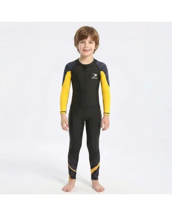 Costum de inot pentru copii cu maneca lunga, Protectie UV, Galben