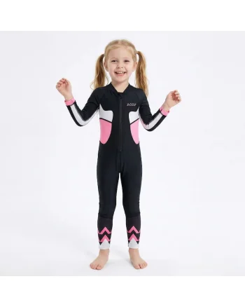Costum de inot pentru copii cu maneca lunga, Protectie UV, Roz