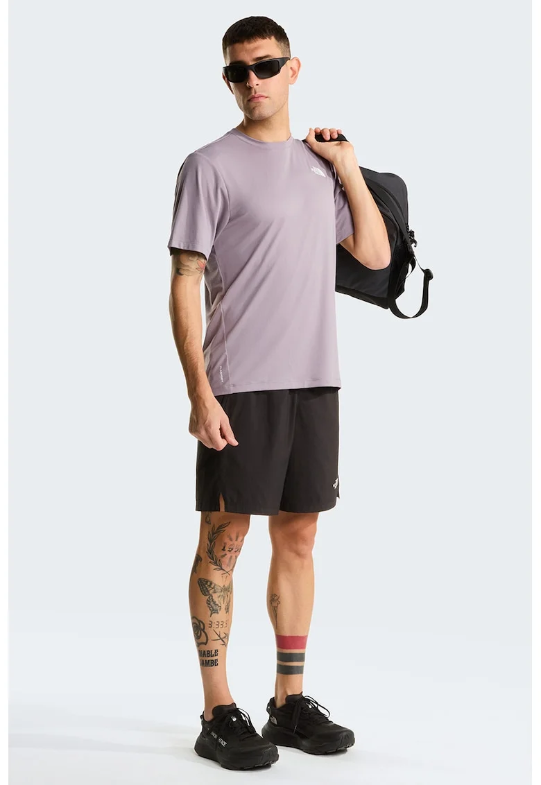 Tricou cu imprimeu logo pe partea din spate pentru fitness 24/7, Roz prafuit