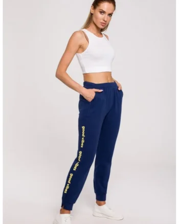 Pantaloni pentru femei cu logo Good Vibes,, Bleumarin