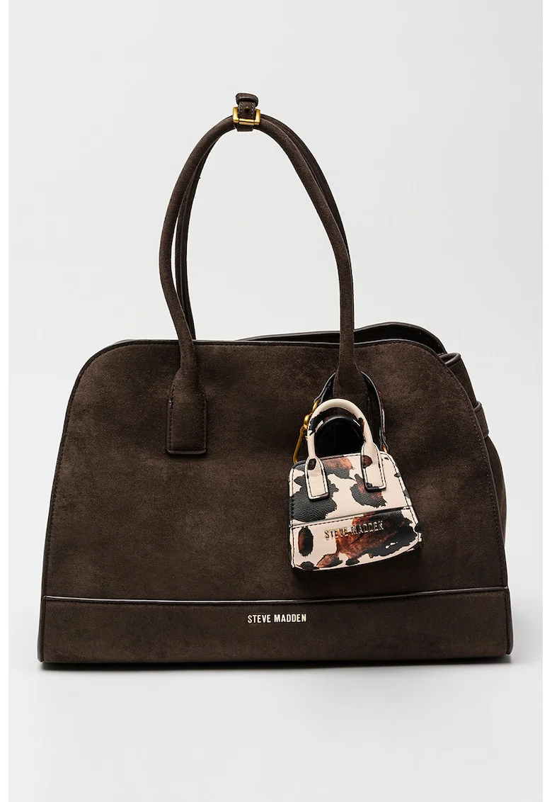 Geanta shopper uni cu talisman detasabill, Maro inchis