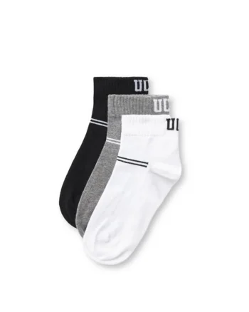 Set de sosete scurte - 3 perechi Brennus, Alb/Negru/Gri