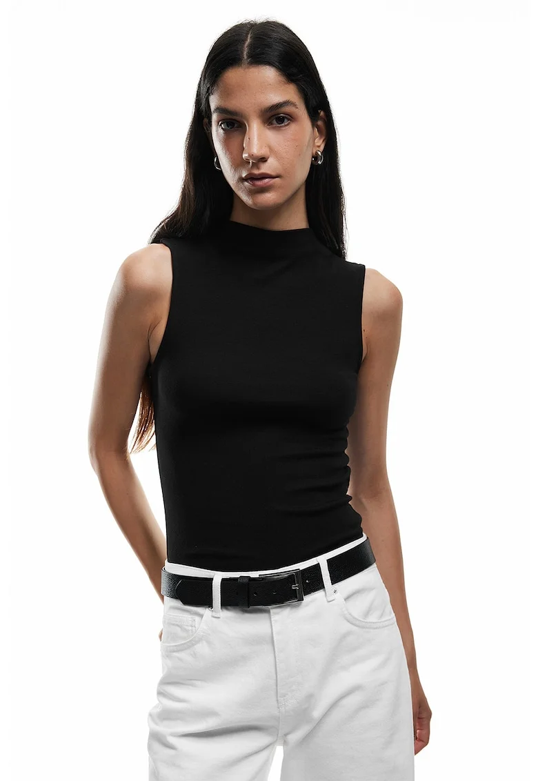 Bluza slim fit din amestec de modal, Negru