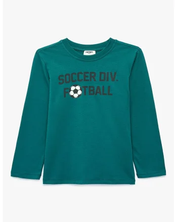 Bluza din bumbac cu imprimeu, Verde smarald