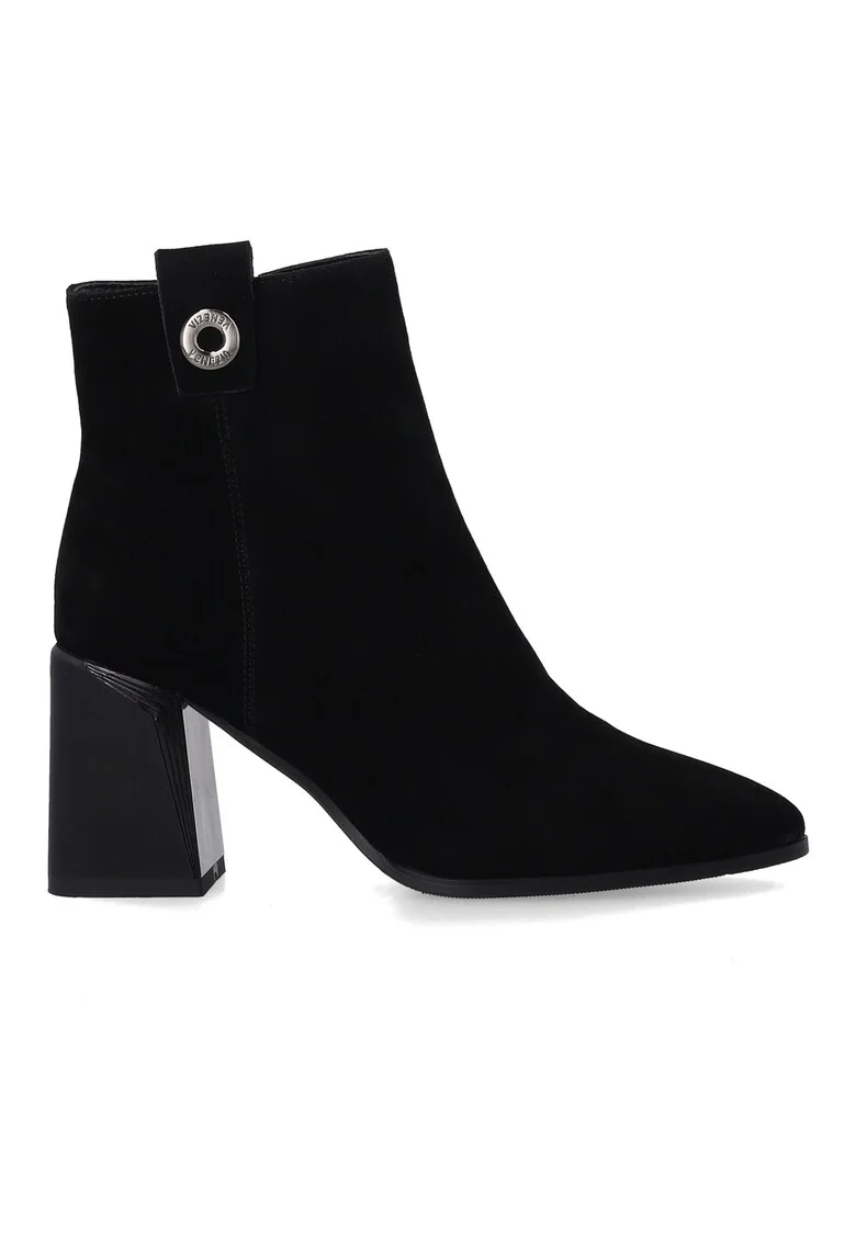 Ghete elegante cu toc inalt din piele intoarsa neagra