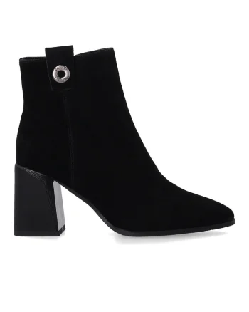 Ghete elegante cu toc inalt din piele intoarsa neagra