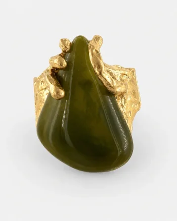 Inel dama statement auriu reglabil cu design sculptural Olive