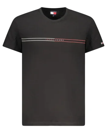 Tricou barbati, cu imprimeu si mini logo pe maneca, Negru