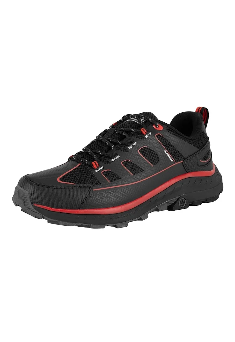 Pantofi trekking  PEAK RT LOW WP, negru/rosu, material textil