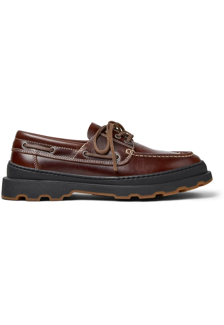 Pantofi boat de piele Brutus+, Maro