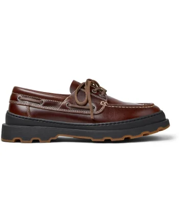 Pantofi boat de piele Brutus+, Maro