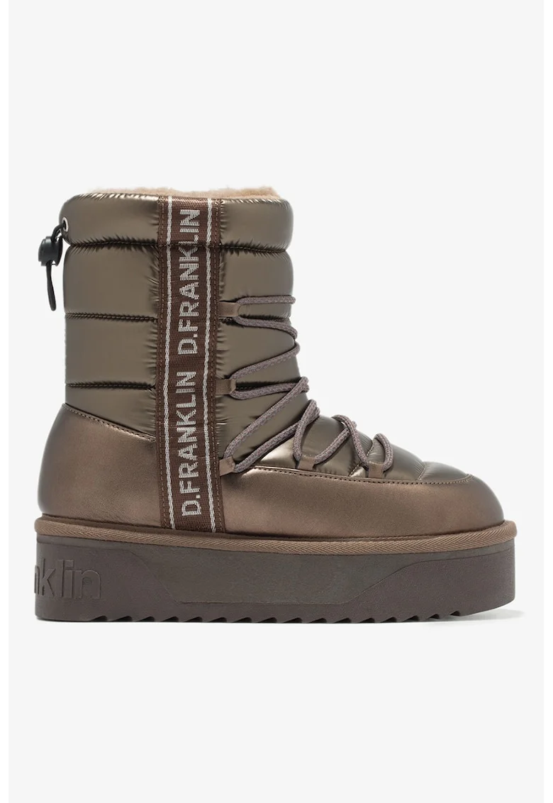 Ghete cu talpa flatform si sireturi, Bronz