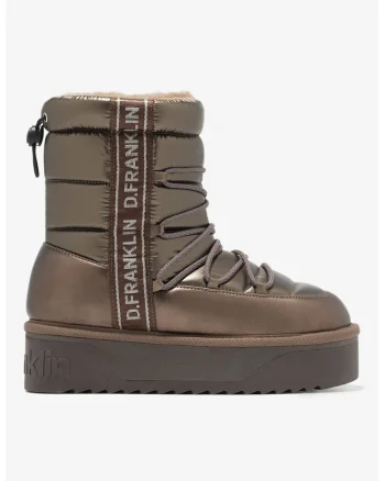 Ghete cu talpa flatform si sireturi, Bronz