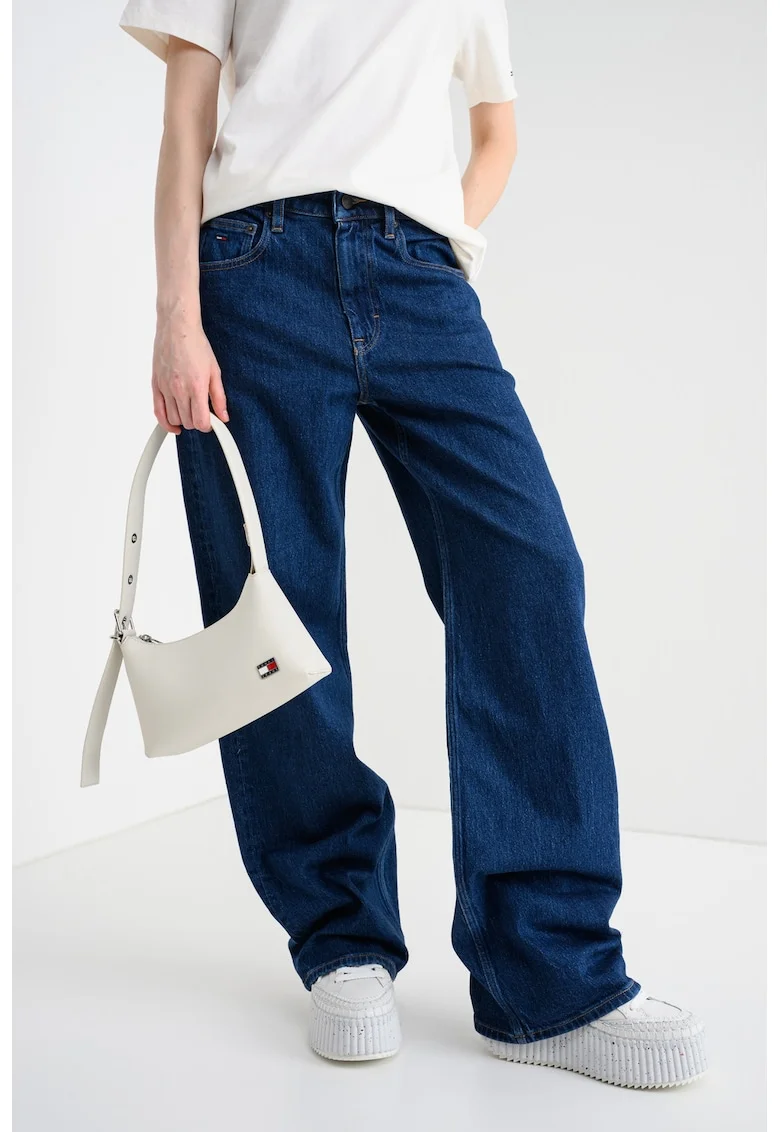Blugi relaxed fit cu talie medie Mia, Albastru inchis