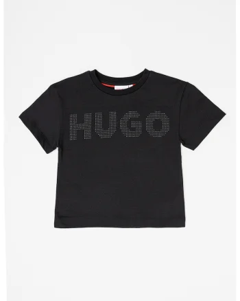Tricou de bumbac cu decolteu la baza gatului, Negru