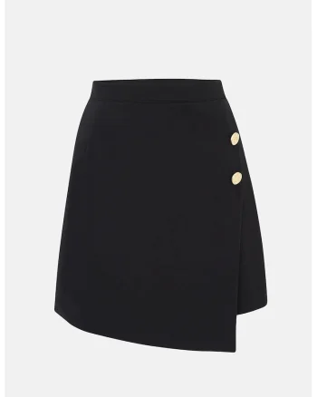 Fusta mini dama  detalii aurii, textil, negru