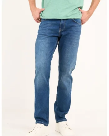 Blugi regular fit cu 5 buzunare, Albastru
