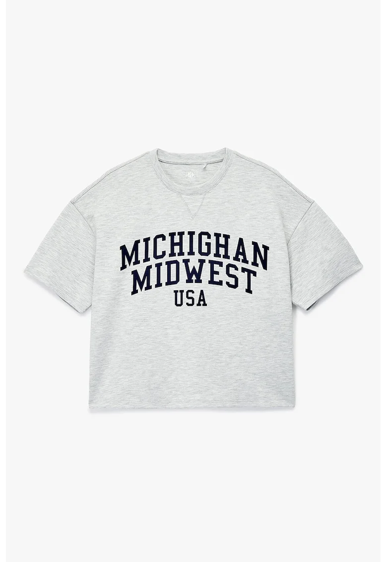 Tricou Varsity supradimensionat Michigan, Albastru ultramarin/Gri deschis melange