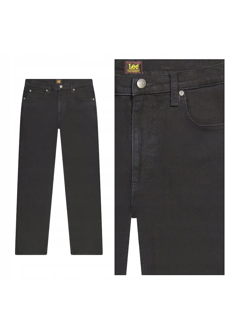Blugi Barbati,  West, Loose Fit, Talie Medie, 5 Buzunare, Fermoar, Lungi, Bumbac, Negru, Negru