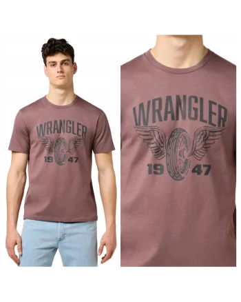Tricou Barbati,  Americana Tee, Regular Fit, Decolteu Rotund, Cu Logo, Design Clasic, Maneci Scurti, Bumbac, Maro, Light Bronze