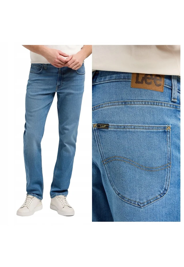 Blugi Barbati,  Brooklyn, Straight Fit, Talie Inalta, 5 Buzunare, Lungi, Fermoar, Bumbac, Albastru
