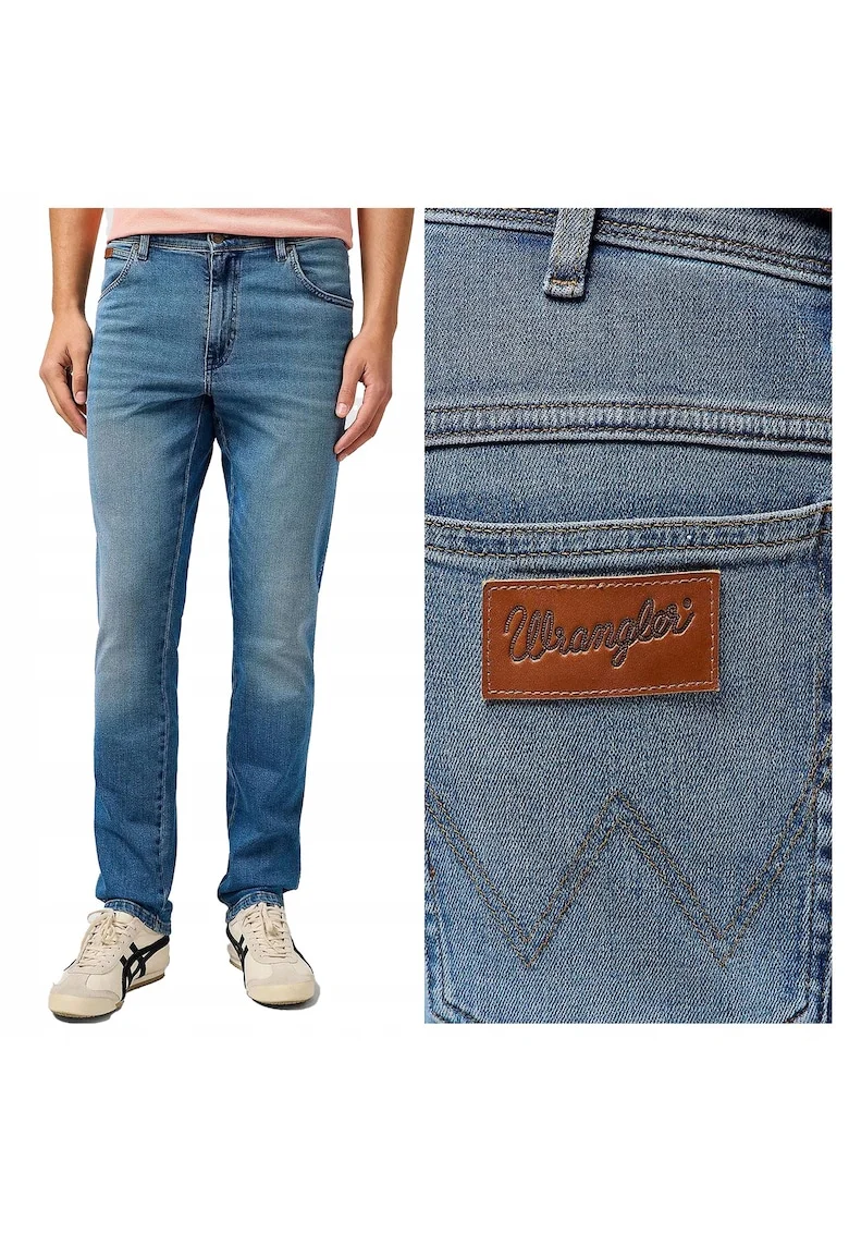 Blugi Barbati,  Texas Slim, Straight Fit, Talie Media, Fermoar, Lungi, 5 Buzunare, Bumbac, W38-L34 US, Albastru