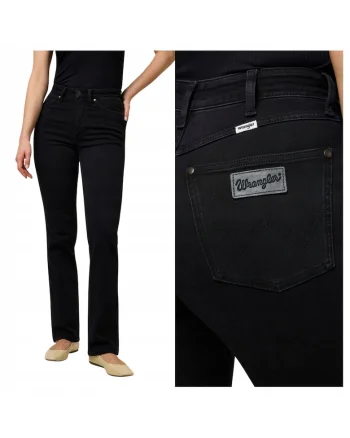 Blugi Dama,  Straight, Straight Fit, Talie Medie, 5 Buzunare, Fermoar, Lungi, Bumbac, Negru, Negru