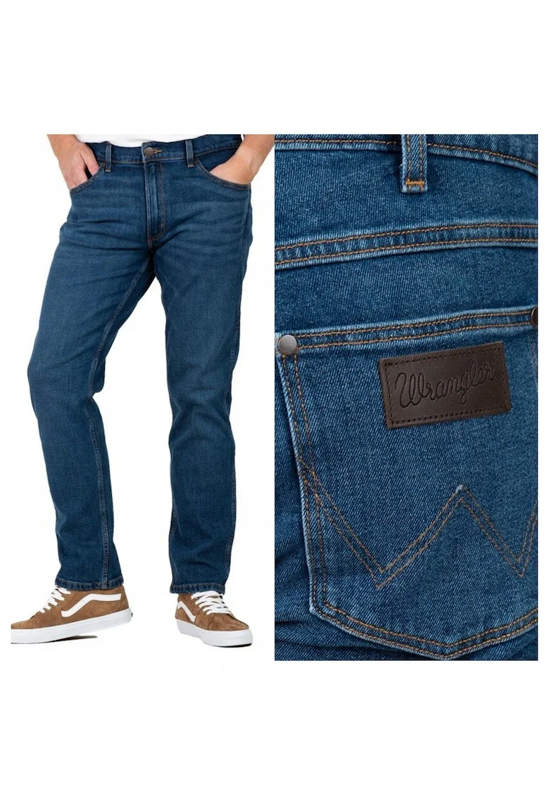 Blugi Barbati,  Greensboro, Straight Fit, Talie Joasa, Fermoar, Lungi, 5 Buzunare, Bumbac, W31-L32 US, Albastru