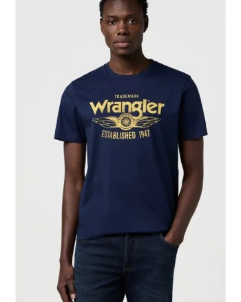 Tricou barbati,  Americana Tee, bleumarin cu imprimeu, bumbac 100%,