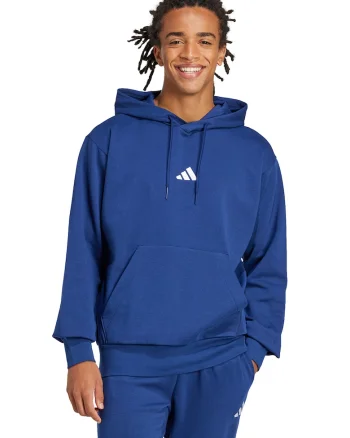 Hanorac regular fit cu buzunar kangaroo Feelcozy, Alb/Albastru inchis