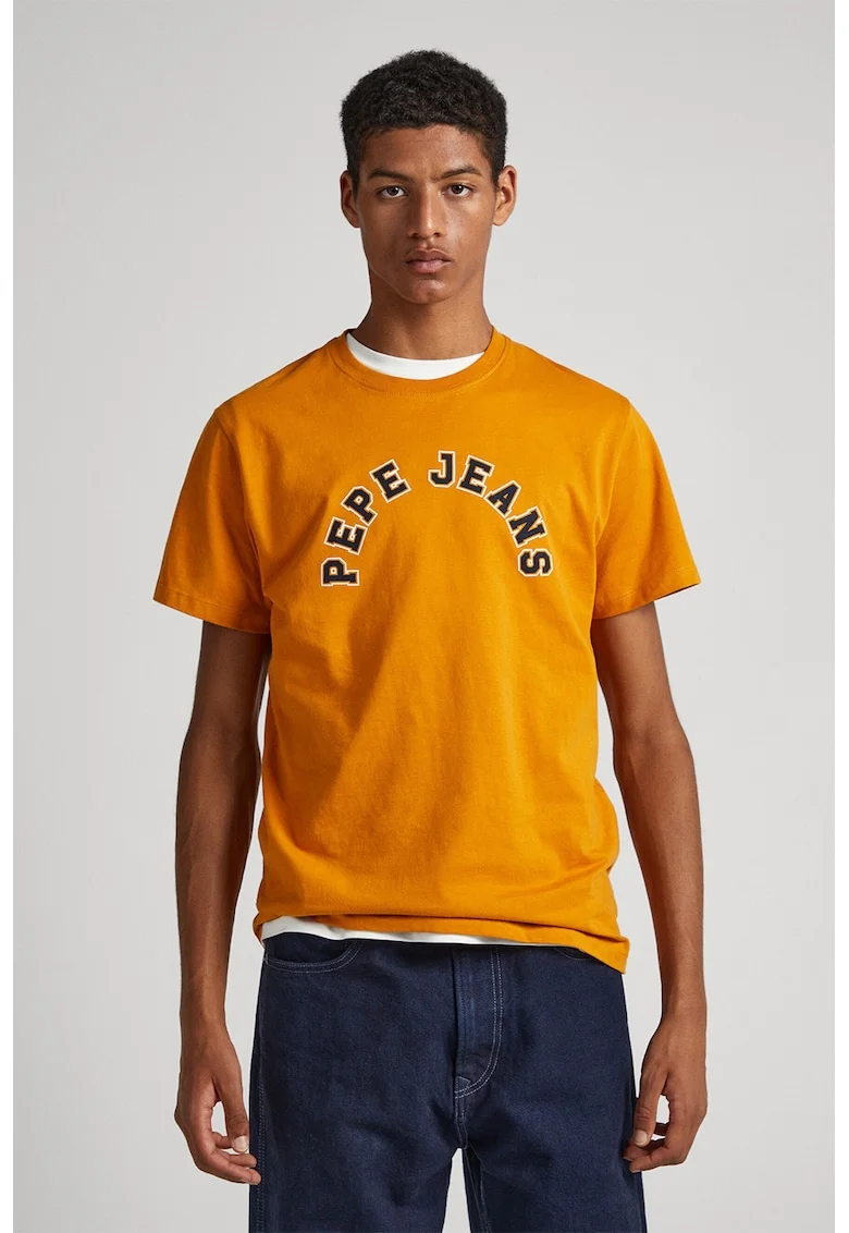 Tricou cu imprimeu logo, Galben sofran