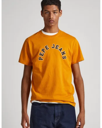Tricou cu imprimeu logo, Galben sofran
