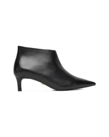 Botine dama  piele naturala, negru, ascutit, Negru