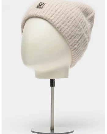 Caciula din amestec de lana si lana alpaca cu ciucure, Maro nisip