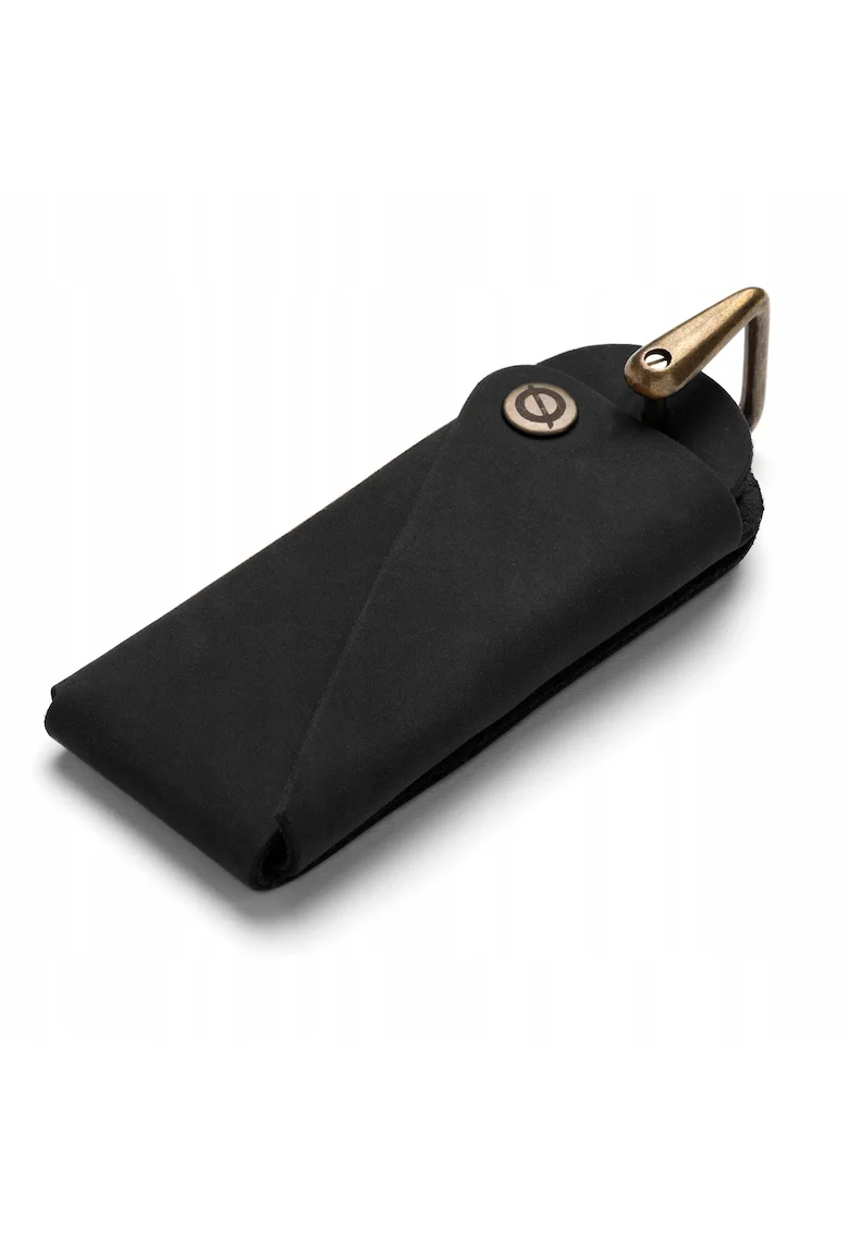Organizator chei, Brodrene, Piele naturala, 4x9 cm, Negru