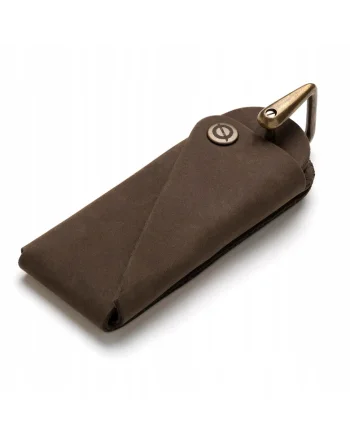Organizator chei, Brodrene, Piele naturala, 4x9 cm, Maro inchis