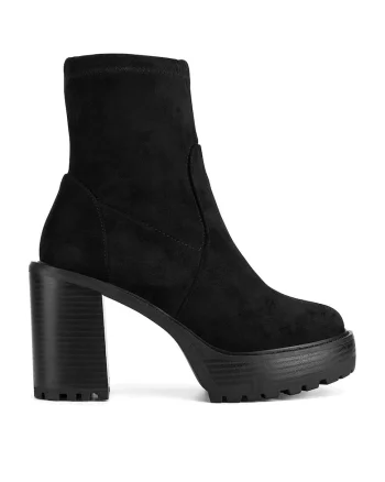 Botine dama WFA3375-1,  Textil, Negru