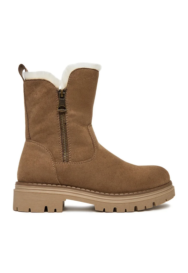 Botine dama,  maro, textil, Maro