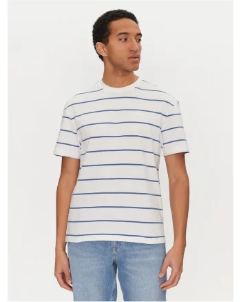 Tricou barbati  albastru/alb, bumbac