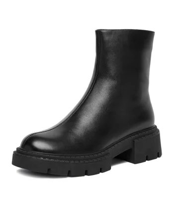 Botine dama C-ANAHI-MX01415-2,  Piele naturala, Negru